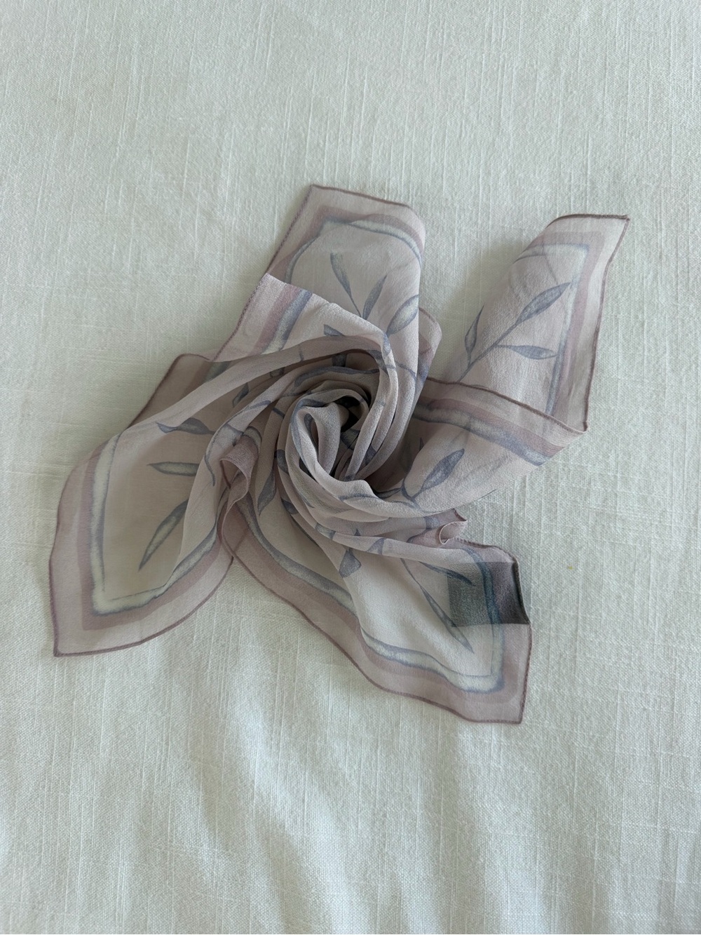 The Limited Pale Mauve Floral-Trim Square Scarf